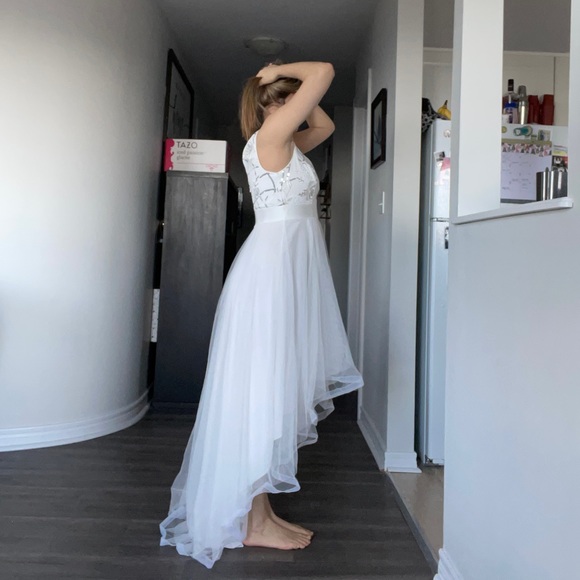 Azazie Ever-Pretty Sequin Embroidered Tulle High Low Dress - Picture 9 of 12